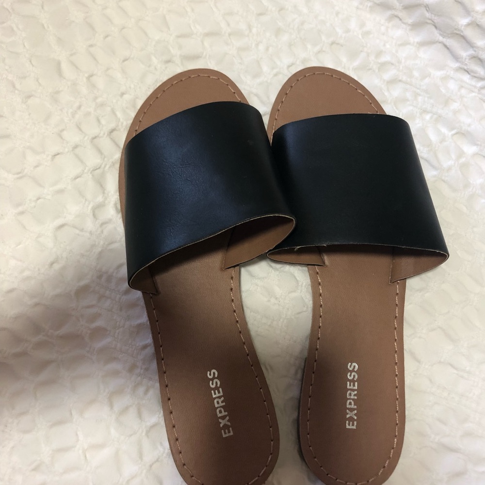 Express Black Slip on Sandals
